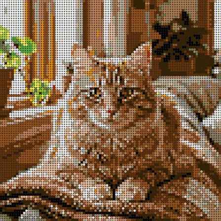 Round tiles cat mosaic with background